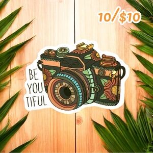 10 / $10 - Floral Camera Sticker – “BeYOUtiful” - Photography